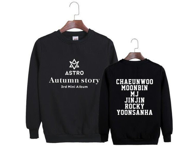 Astro autumn story album same member name printing o neck pullover hoodies kpop k-pop fashion unisex loose sweatshirt