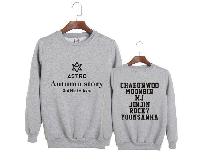 Astro autumn story album same member name printing o neck pullover hoodies kpop k-pop fashion unisex loose sweatshirt