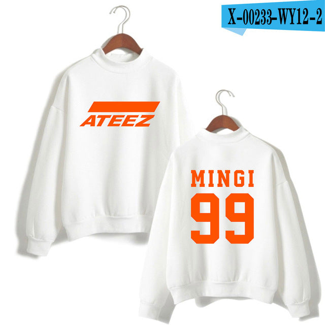 Ateez Turtleneck Sweatshirt Women Korean Team Highsreet Girls High Quality Pullovers High Collar Sweatshirt tshirt - Kpopshop