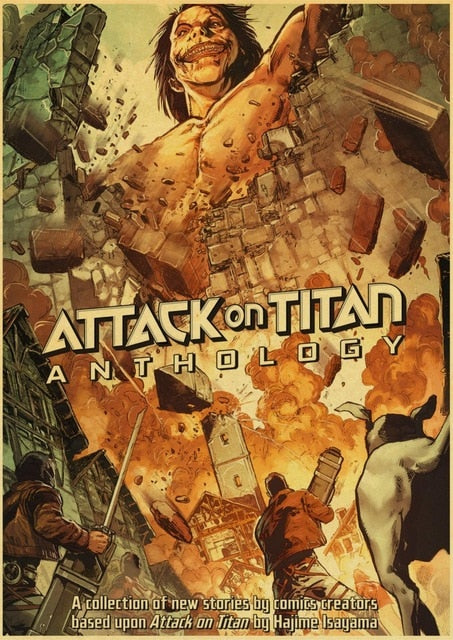 Attack on Titan Posters Japanese Anime kraft Paper Prints Clear Image room Bar Home Art painting wall sticker