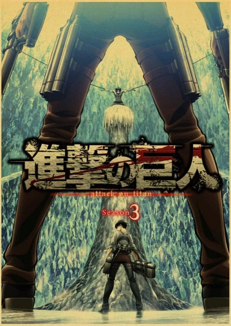 Attack on Titan Posters Japanese Anime kraft Paper Prints Clear Image room Bar Home Art painting wall sticker