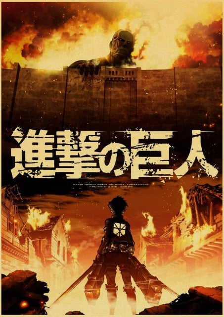 Attack on Titan Posters Japanese Anime kraft Paper Prints Clear Image room Bar Home Art painting wall sticker
