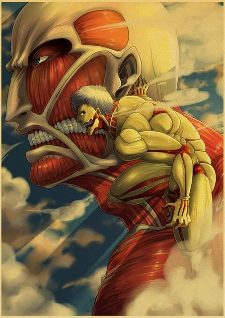 Attack on Titan Posters Japanese Anime kraft Paper Prints Clear Image room Bar Home Art painting wall sticker