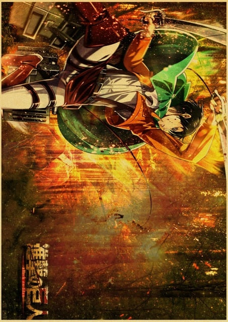 Attack on Titan Posters Japanese Anime kraft Paper Prints Clear Image room Bar Home Art painting wall sticker