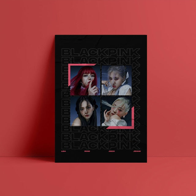  Beautiful Idol Girl Group Posters Canvas Painting Kpop Black Poster Pink Wall Decor Wall Art Picture Room Decor Home Decor