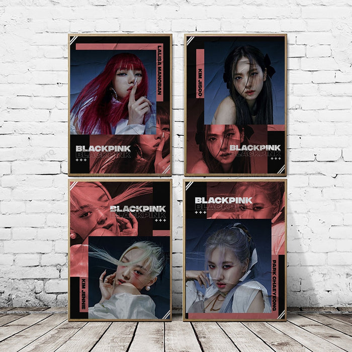  Beautiful Idol Girl Group Posters Canvas Painting Kpop Black Poster Pink Wall Decor Wall Art Picture Room Decor Home Decor
