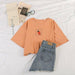 Kpopshop Originals - T-shirts Rainbow Striped Soft Loose Embroidery T-shirt  (16) - Kpopshop