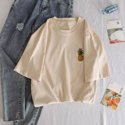 Kpopshop Originals - T-shirts Rainbow Striped Soft Loose Embroidery T-shirt  (16) - Kpopshop