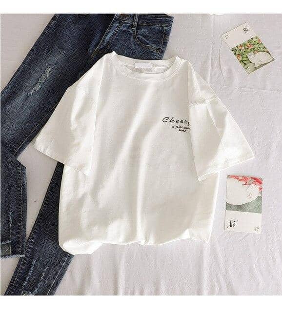 Kpopshop Originals - T-shirts Rainbow Striped Soft Loose Embroidery T-shirt  (16) - Kpopshop