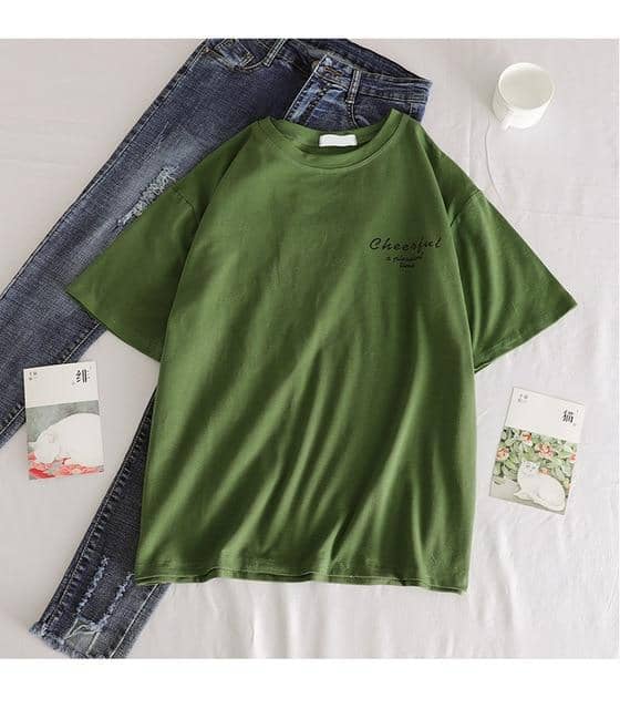 Kpopshop Originals - T-shirts Rainbow Striped Soft Loose Embroidery T-shirt  (16) - Kpopshop