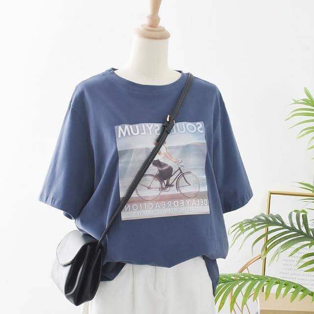 Kpopshop Originals - T-shirts Rainbow Striped Soft Loose Embroidery T-shirt  (16) - Kpopshop