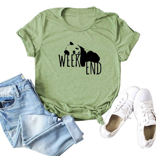 Women T-Shirt Letter O-Neck Loose Tops Women Plus Size Femme - Kpopshop