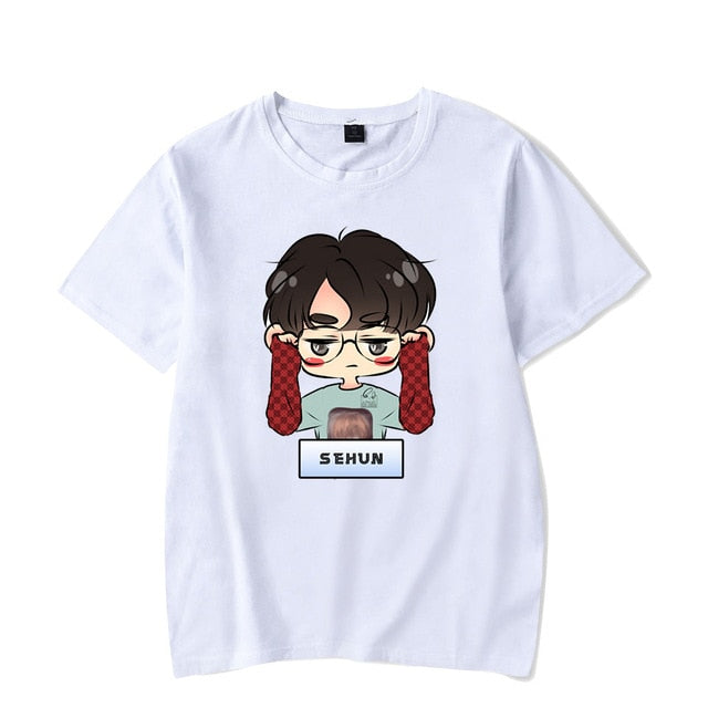 New EXO KAI SEHUN Kpop T-shirts Men HIP HOP Streetwear T-Shirt Short Sleeve Tee Tops Women T Shirts Fashion 2021