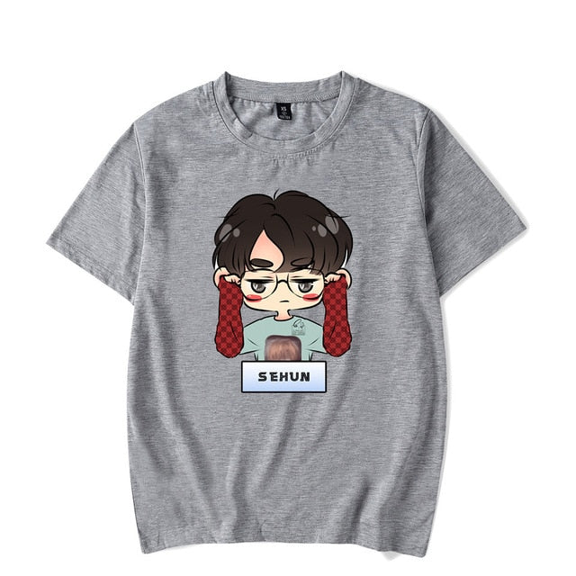 New EXO KAI SEHUN Kpop T-shirts Men HIP HOP Streetwear T-Shirt Short Sleeve Tee Tops Women T Shirts Fashion 2021