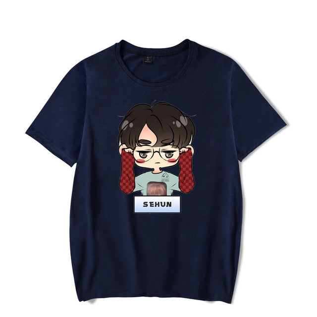 New EXO KAI SEHUN Kpop T-shirts Men HIP HOP Streetwear T-Shirt Short Sleeve Tee Tops Women T Shirts Fashion 2021