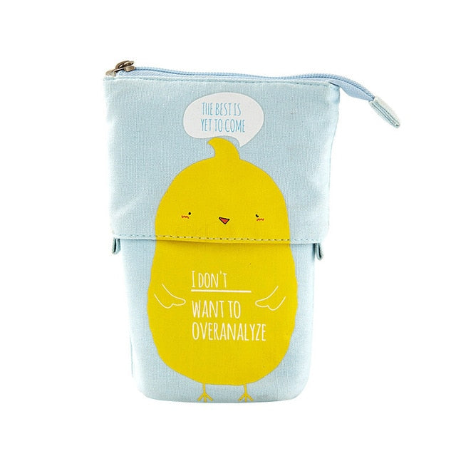 Creative Retractable canvas pencil case Kawaii cat school Pencil cases big stationery bag cute pen holder gifts for kids pen bag
