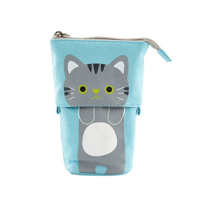 Cute Cat School Pencil Case for Girls Boy Pencilcase Canvas Cartridge Pen Bag Kawaii Unicorn Pen Box Stationery Korean Penal Kit