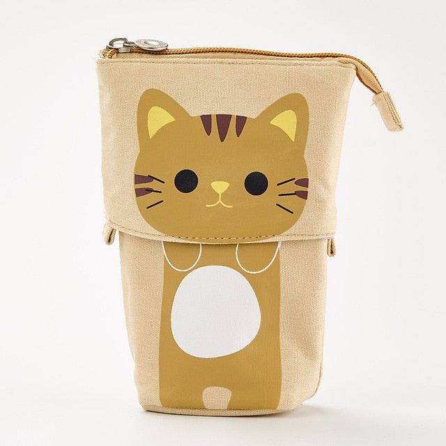 Cute Cat School Pencil Case for Girls Boy Pencilcase Canvas Cartridge Pen Bag Kawaii Unicorn Pen Box Stationery Korean Penal Kit