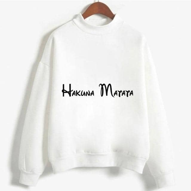 Kpop Newest Cute Hakuna Matata Graphic Hoodies Sweatshirt Women Letter Print Kpop Clothes Funny Casual O-Neck Long Sleeve Shirt White Hoodie that you'll fall in love with. At an affordable price at KPOPSHOP, We sell a variety of Cute Hakuna Matata Graphic Hoodies Sweatshirt Women Letter Print Kpop Clothes Funny Casual O-Neck Long Sleeve Shirt White Hoodie with Free Shipping.