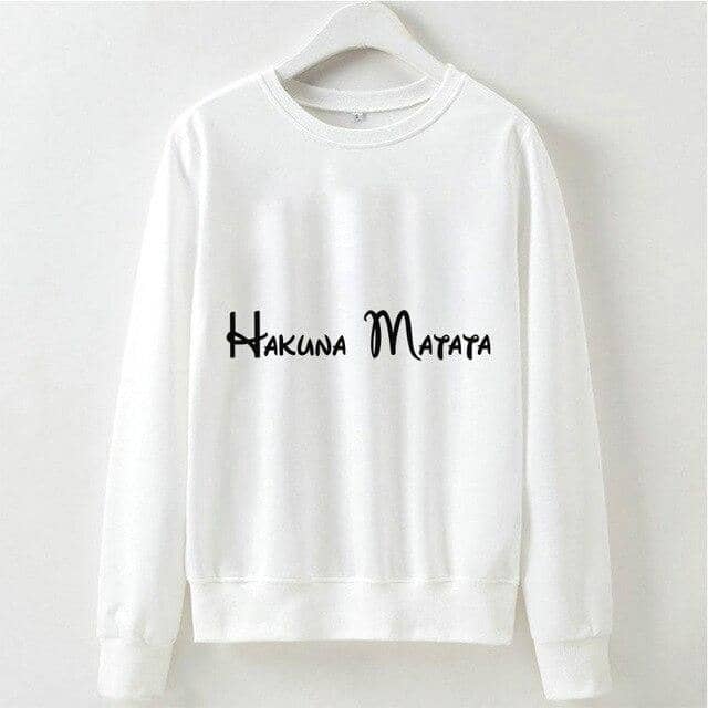 Kpop Newest Cute Hakuna Matata Graphic Hoodies Sweatshirt Women Letter Print Kpop Clothes Funny Casual O-Neck Long Sleeve Shirt White Hoodie that you'll fall in love with. At an affordable price at KPOPSHOP, We sell a variety of Cute Hakuna Matata Graphic Hoodies Sweatshirt Women Letter Print Kpop Clothes Funny Casual O-Neck Long Sleeve Shirt White Hoodie with Free Shipping.