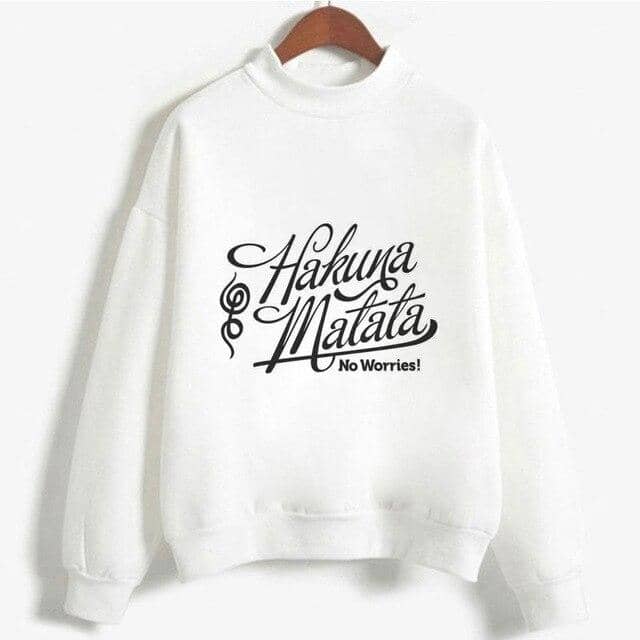 Kpop Newest Cute Hakuna Matata Graphic Hoodies Sweatshirt Women Letter Print Kpop Clothes Funny Casual O-Neck Long Sleeve Shirt White Hoodie that you'll fall in love with. At an affordable price at KPOPSHOP, We sell a variety of Cute Hakuna Matata Graphic Hoodies Sweatshirt Women Letter Print Kpop Clothes Funny Casual O-Neck Long Sleeve Shirt White Hoodie with Free Shipping.