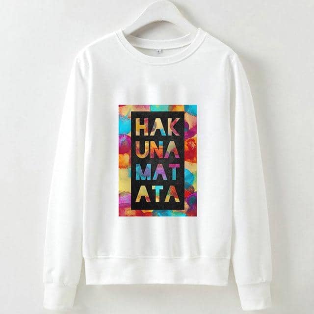 Kpop Newest Cute Hakuna Matata Graphic Hoodies Sweatshirt Women Letter Print Kpop Clothes Funny Casual O-Neck Long Sleeve Shirt White Hoodie that you'll fall in love with. At an affordable price at KPOPSHOP, We sell a variety of Cute Hakuna Matata Graphic Hoodies Sweatshirt Women Letter Print Kpop Clothes Funny Casual O-Neck Long Sleeve Shirt White Hoodie with Free Shipping.