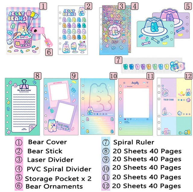 Cute Notebook A6 Binder Agenda Journal Kawaii Diary Notepad Office Planner Organizer Spiral Daily Note Book 6 Rings Stationery
