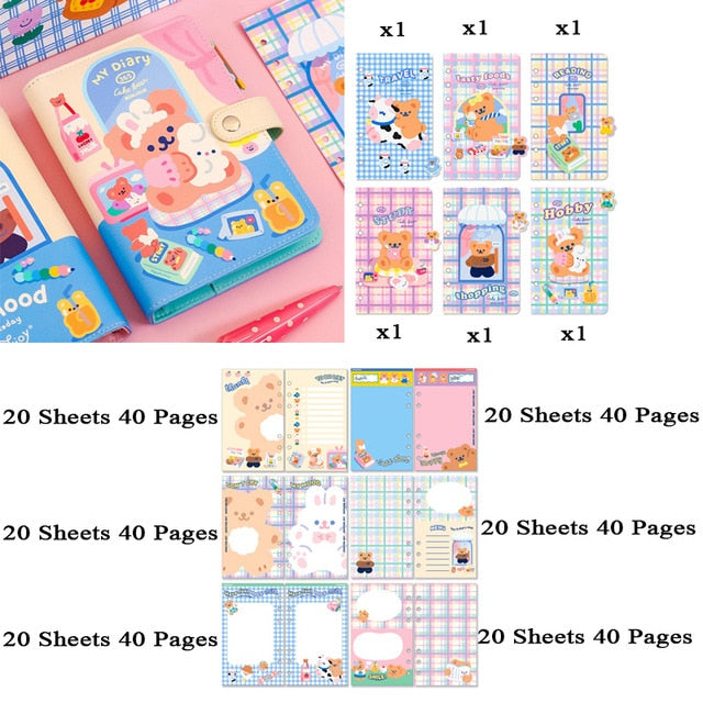 Cute Notebook A6 Binder Agenda Journal Kawaii Diary Notepad Office Planner Organizer Spiral Daily Note Book 6 Rings Stationery