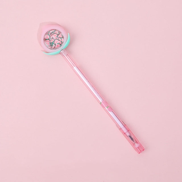 Cute Peach Gel Pen Kawaii Sequins Mosquito Repellent Effect Gifts for Girls Student Stationery