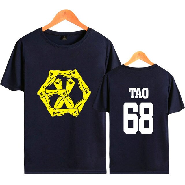 EXO EXO-M EXO-K Member Name print tee Shirt Summer Short Sleeve Tees fashion EXO T-shirt Cotton Fashion tees