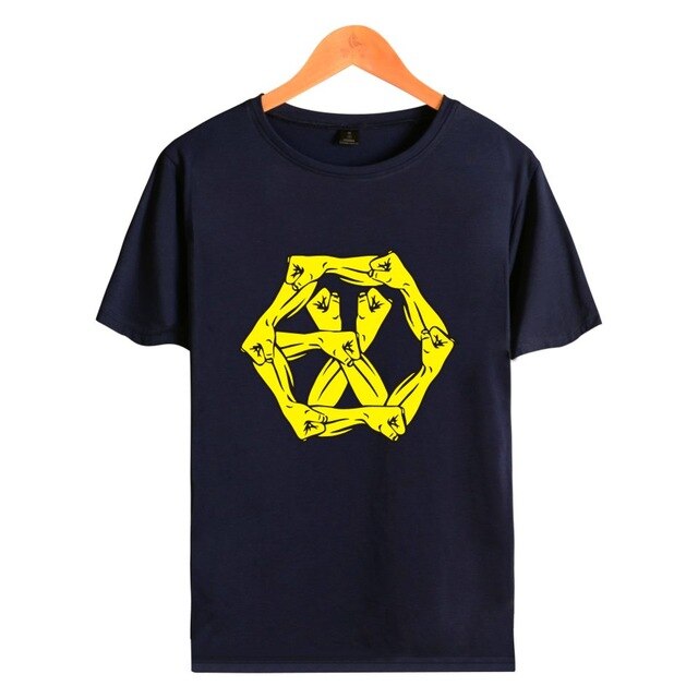 EXO EXO-M EXO-K Member Name print tee Shirt Summer Short Sleeve Tees fashion EXO T-shirt Cotton Fashion tees