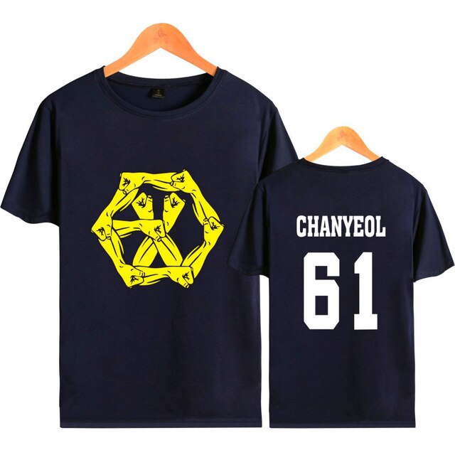 EXO EXO-M EXO-K Member Name print tee Shirt Summer Short Sleeve Tees fashion EXO T-shirt Cotton Fashion tees