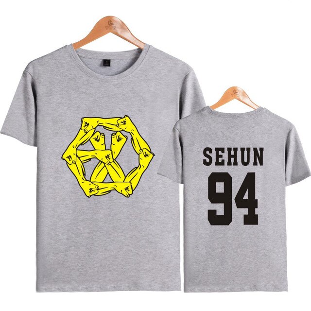 EXO EXO-M EXO-K Member Name print tee Shirt Summer Short Sleeve Tees fashion EXO T-shirt Cotton Fashion tees