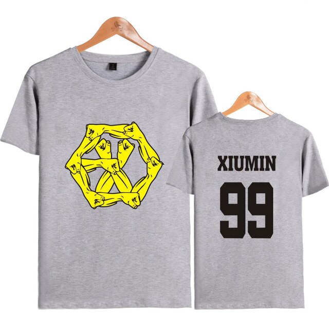 EXO EXO-M EXO-K Member Name print tee Shirt Summer Short Sleeve Tees fashion EXO T-shirt Cotton Fashion tees