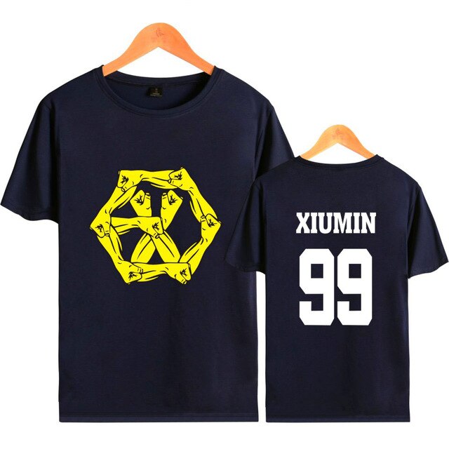 EXO EXO-M EXO-K Member Name print tee Shirt Summer Short Sleeve Tees fashion EXO T-shirt Cotton Fashion tees