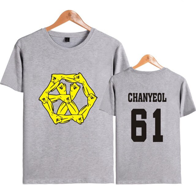 EXO EXO-M EXO-K Member Name print tee Shirt Summer Short Sleeve Tees fashion EXO T-shirt Cotton Fashion tees