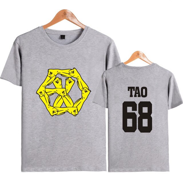 EXO EXO-M EXO-K Member Name print tee Shirt Summer Short Sleeve Tees fashion EXO T-shirt Cotton Fashion tees