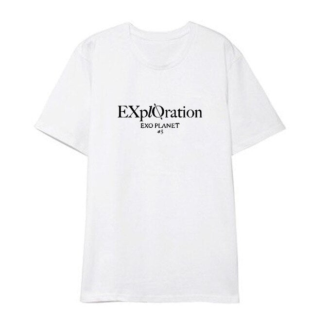 EXO Kpop Five tour concert EXplOration same TShirt Women Loose Casual Short Sleeve Tee Shirt korean Tops