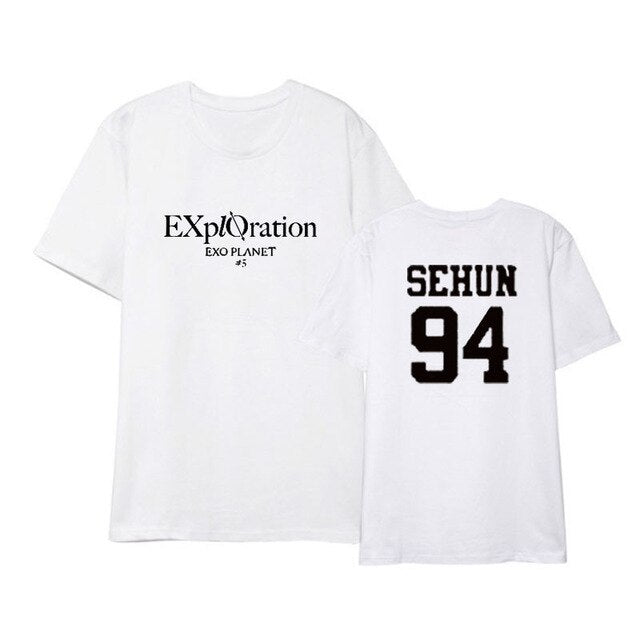 EXO Kpop Five tour concert EXplOration same TShirt Women Loose Casual Short Sleeve Tee Shirt korean Tops
