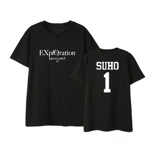 EXO Kpop Five tour concert EXplOration same TShirt Women Loose Casual Short Sleeve Tee Shirt korean Tops