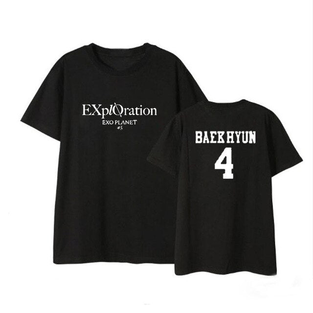 EXO Kpop Five tour concert EXplOration same TShirt Women Loose Casual Short Sleeve Tee Shirt korean Tops