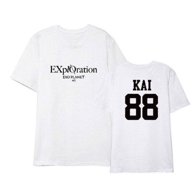 EXO Kpop Five tour concert EXplOration same TShirt Women Loose Casual Short Sleeve Tee Shirt korean Tops
