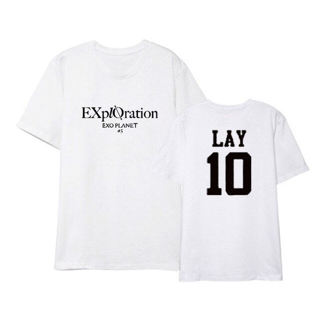 EXO Kpop Five tour concert EXplOration same TShirt Women Loose Casual Short Sleeve Tee Shirt korean Tops