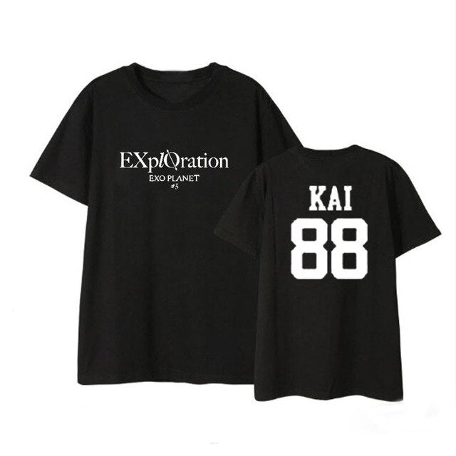 EXO Kpop Five tour concert EXplOration same TShirt Women Loose Casual Short Sleeve Tee Shirt korean Tops
