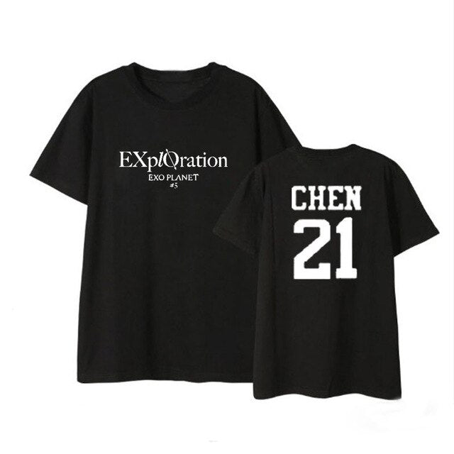 EXO Kpop Five tour concert EXplOration same TShirt Women Loose Casual Short Sleeve Tee Shirt korean Tops
