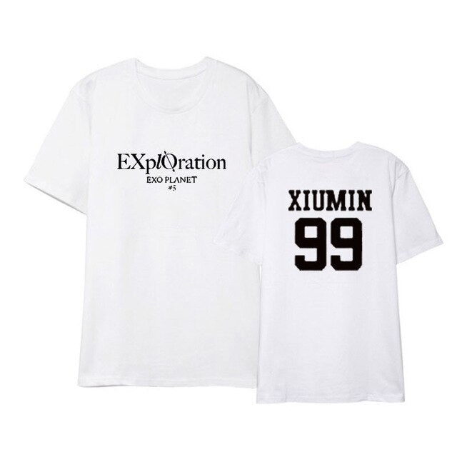 EXO Kpop Five tour concert EXplOration same TShirt Women Loose Casual Short Sleeve Tee Shirt korean Tops