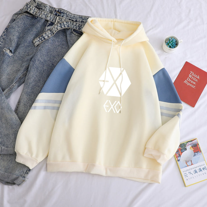 EXO Sweatshirt Women Print Autumn Winter Female Casual Loose Long Sleeve Hoodies Kpop Streetwear Hip Hop Solid Fleece Hoody