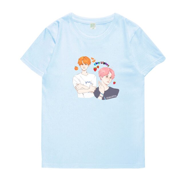 Exo baekhyun album city lights same printing o neck t shirt summer style Kpop unisex short sleeve t-shirt