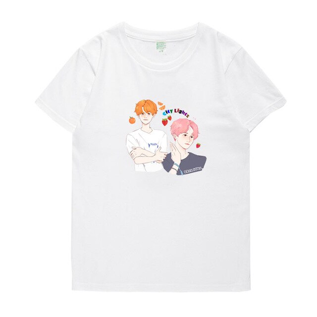 Exo baekhyun album city lights same printing o neck t shirt summer style Kpop unisex short sleeve t-shirt