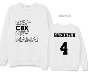 Exo cbx hey mama member name printing o neck pullover thin sweatshirt